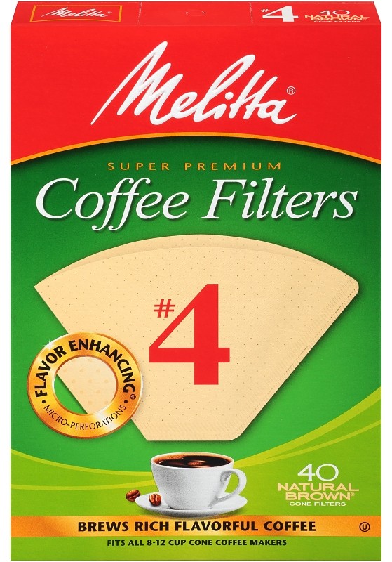 Melitta 624412 No.4 Natural Brown 12 Cups Cone Shape Coffee Filters
