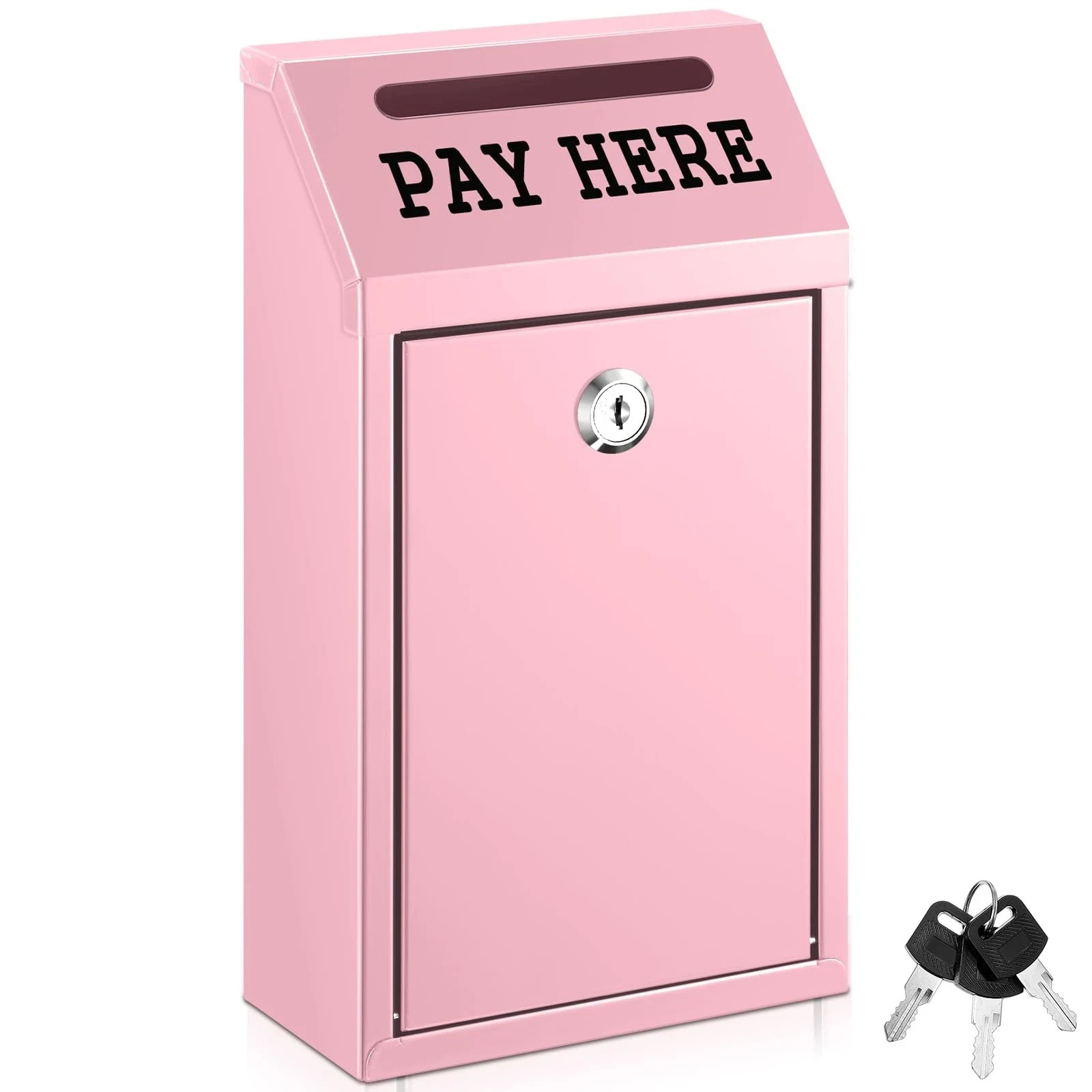 Safe Cash Box Money Collection Metal Donation Box with Lock Wall Mount Pre Dr...