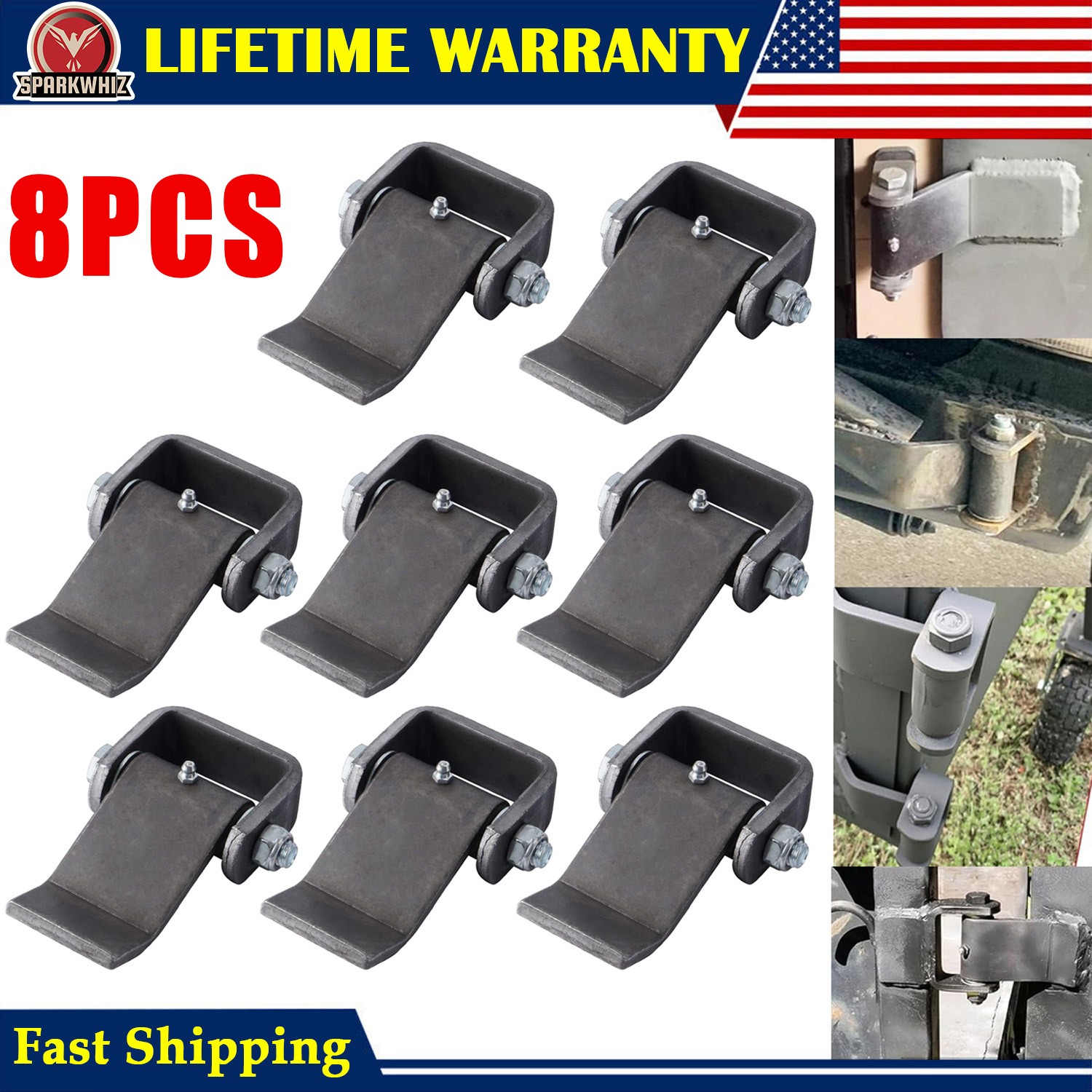 Set of 8 Heavy Duty Greaseable Dump Trailer Trucks Gate Door Tailgate Hinge USA
