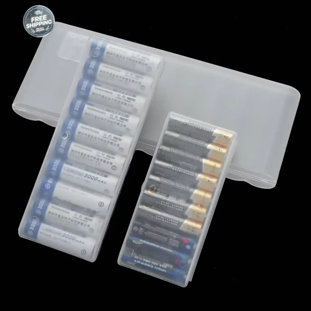 4/10 Slots Transparent Plastic Battery Storage Box Hard Container Holder Case