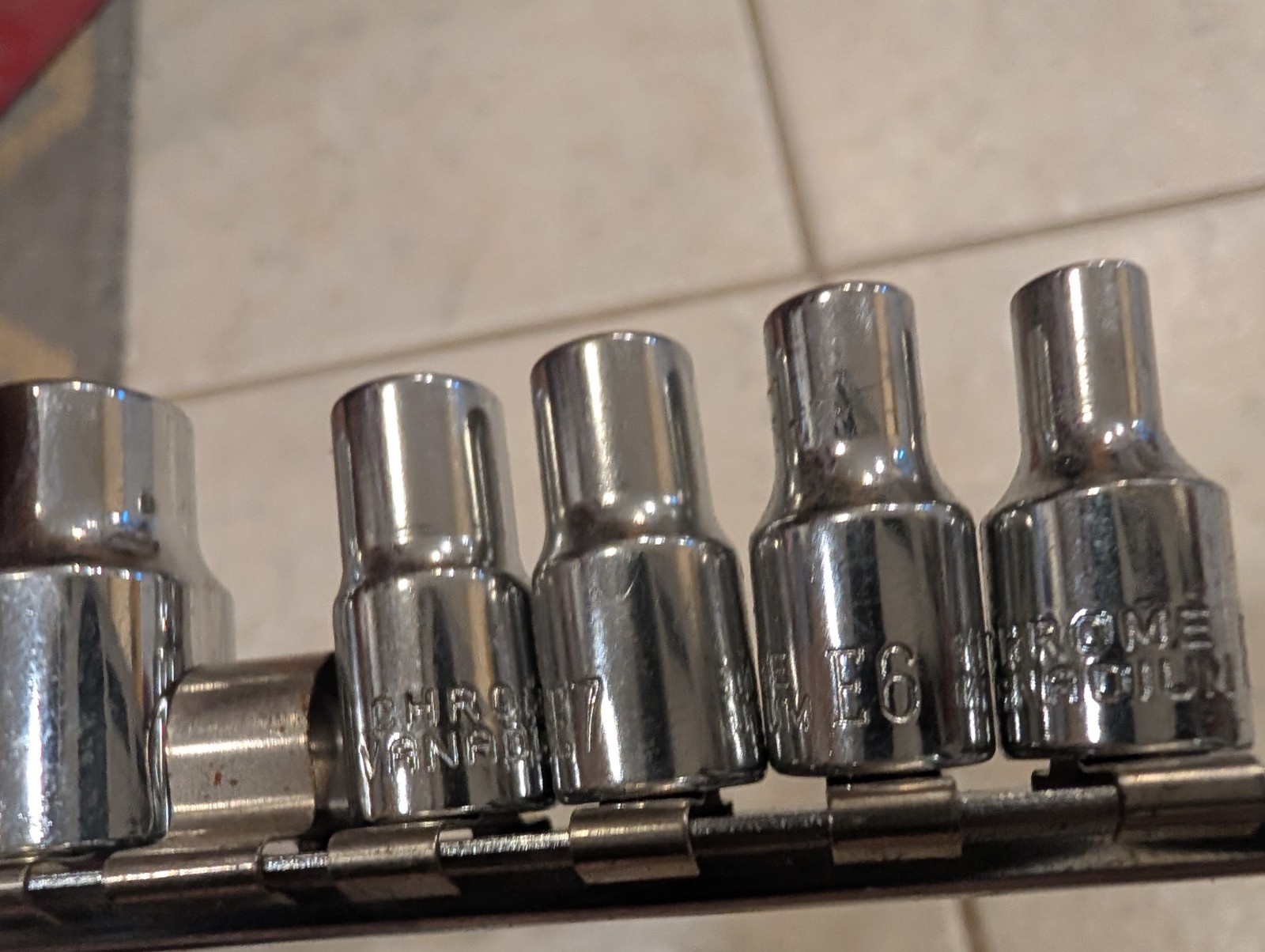 E Torx Socket Set Chrome 7 pieces with Rail