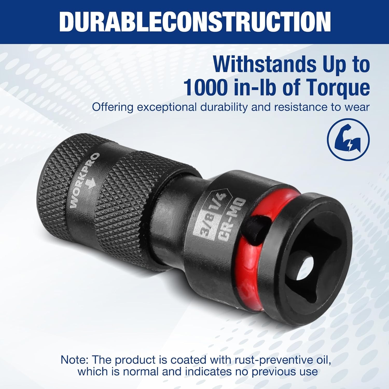 WORKPRO 3/8" Square to 1/4-in Hex Quick Release Impact Socket Adapter Bit Holder