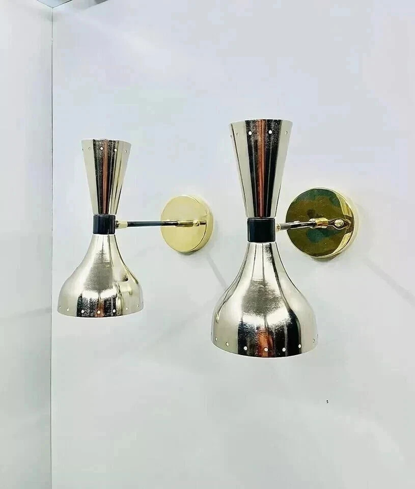 Pair Diabolo Brass Wall Sconce Mid Century Italian Stilnovo Sconce Christmas Gif