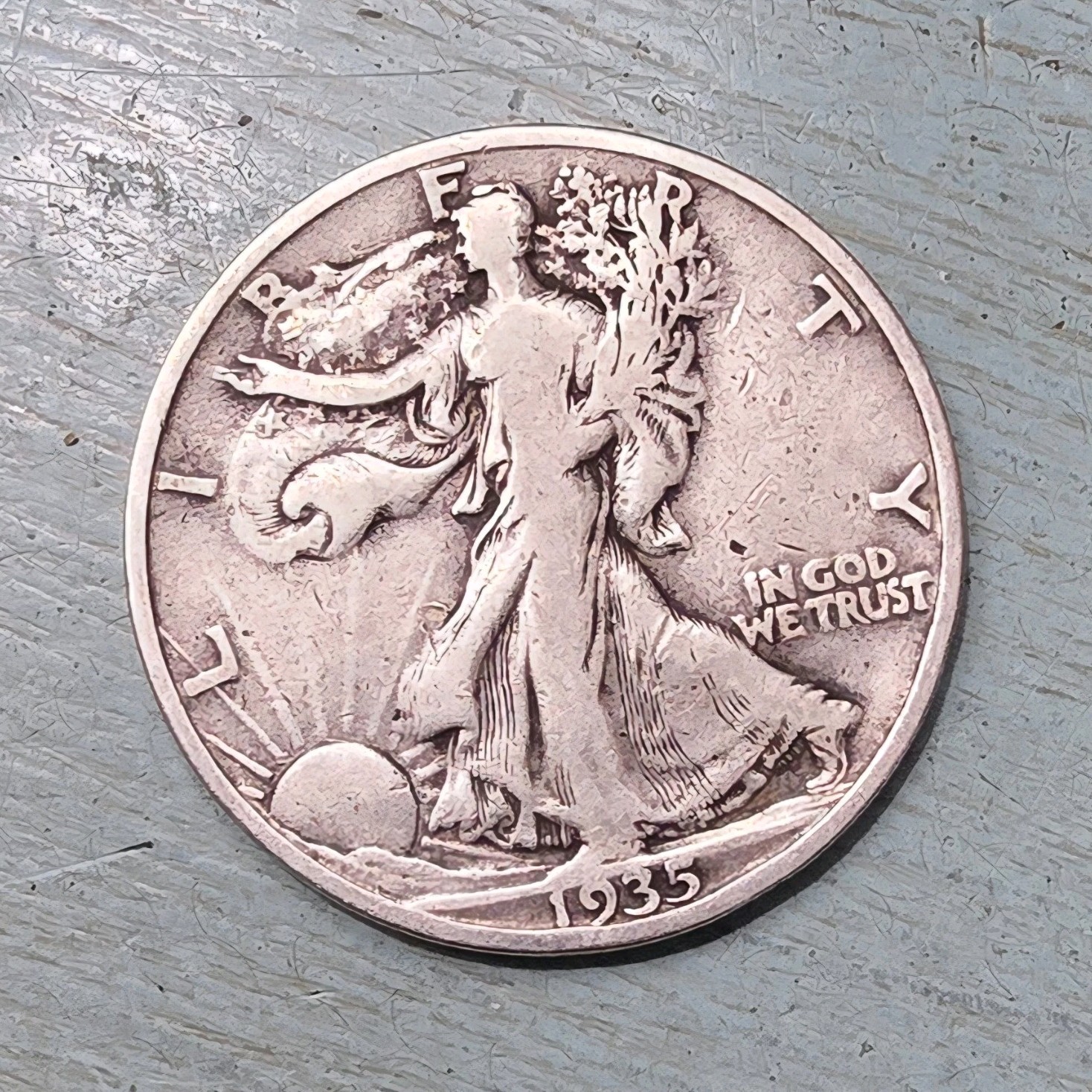 1935 s Liberty Walking Half Dollar 50C Silver .900