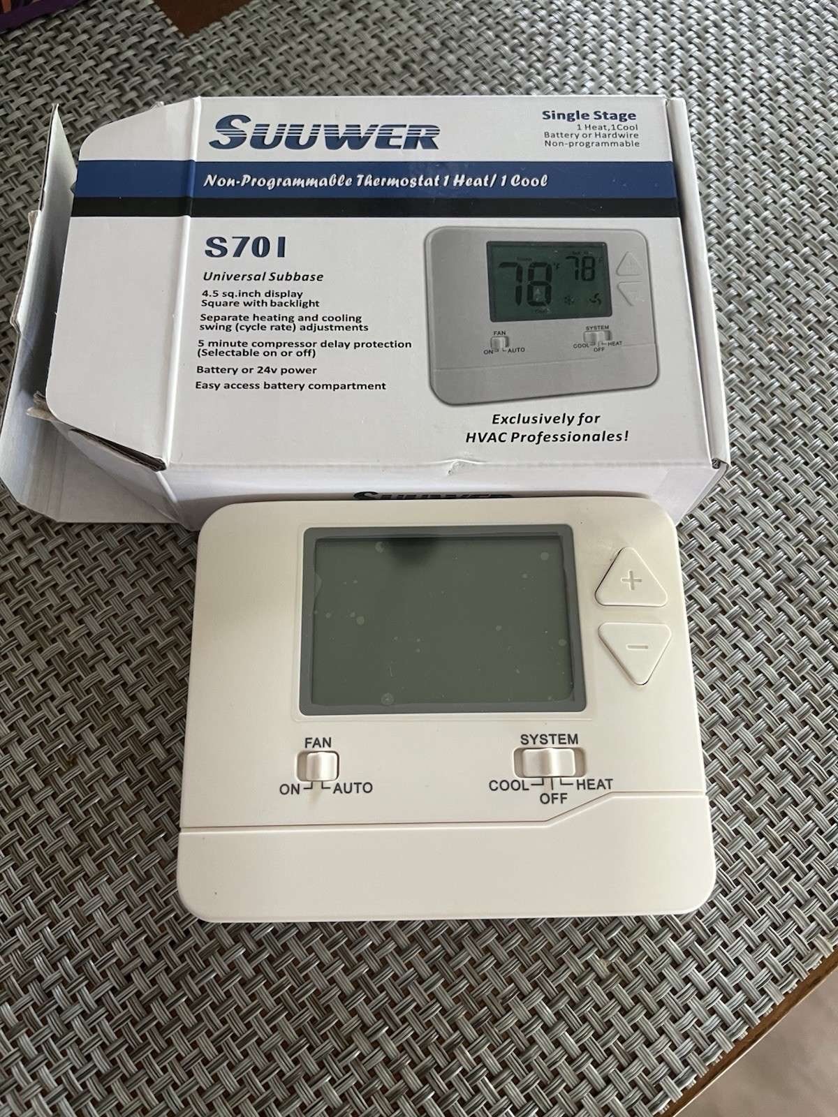 Suuwer Non-Programmable Thermostats for Home 1 Heat/1 Cool Conventional Single-S