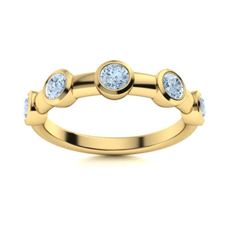Round Natural Aquamarine Full Eternity Ring Jewelry 925 Sterling Silver