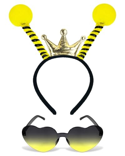 Dolkoic Bee Bopper Antenna Headband Bee Tentacle Hair Bands and Sunglasses for