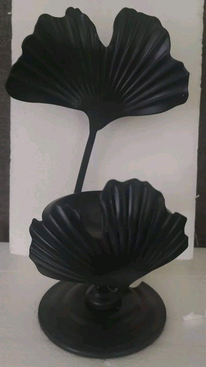 Martha Stewart Black Iron Lotus Flower Tabletop Pillar Candleholders Set of 2