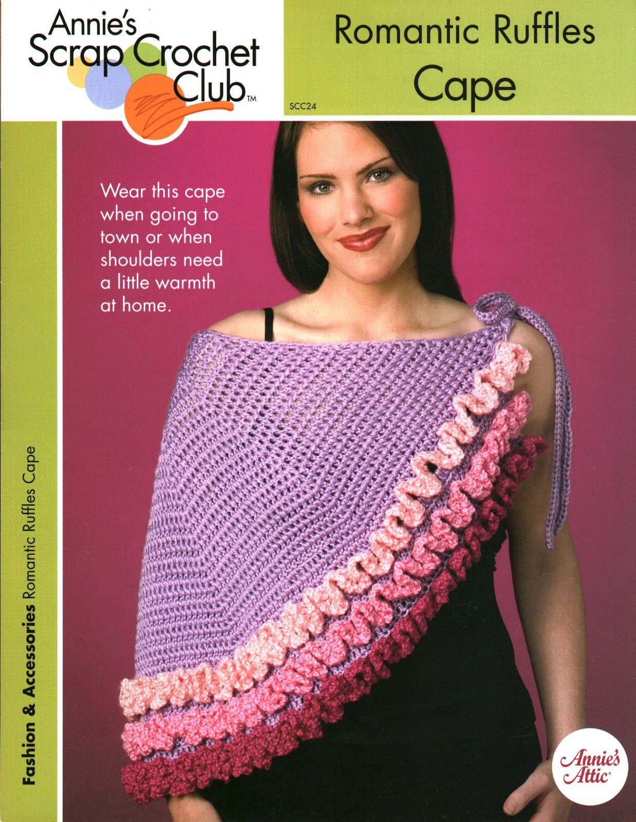 Romantic Ruffles Cape | Annie's Scrap Crochet Club Fashions SCC24-1