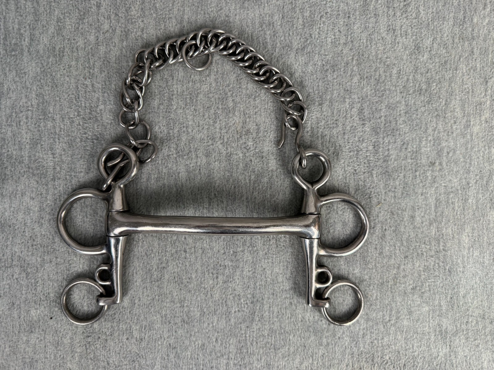 Stainless Steel Mullen Mouth Pelham 5" with Curb Chain 1 7/8" Shank