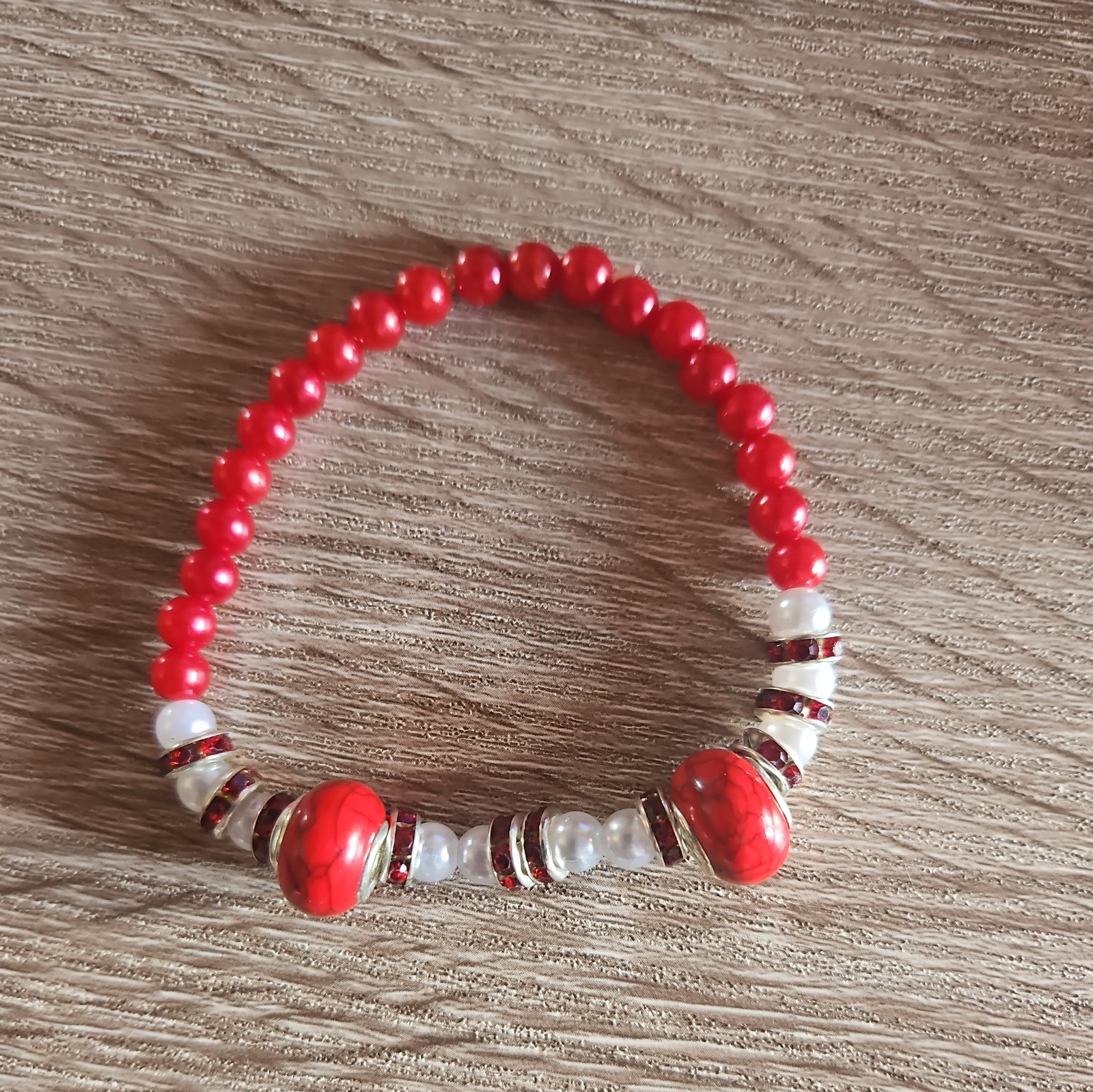 Handmade Beaded chunky Stretchy Bracelet 7"