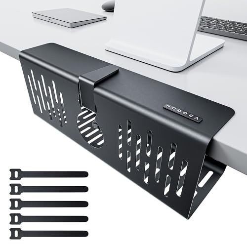 No Drill Under Desk Cable Management Tray, 14'' Wire Management, Punch-Free