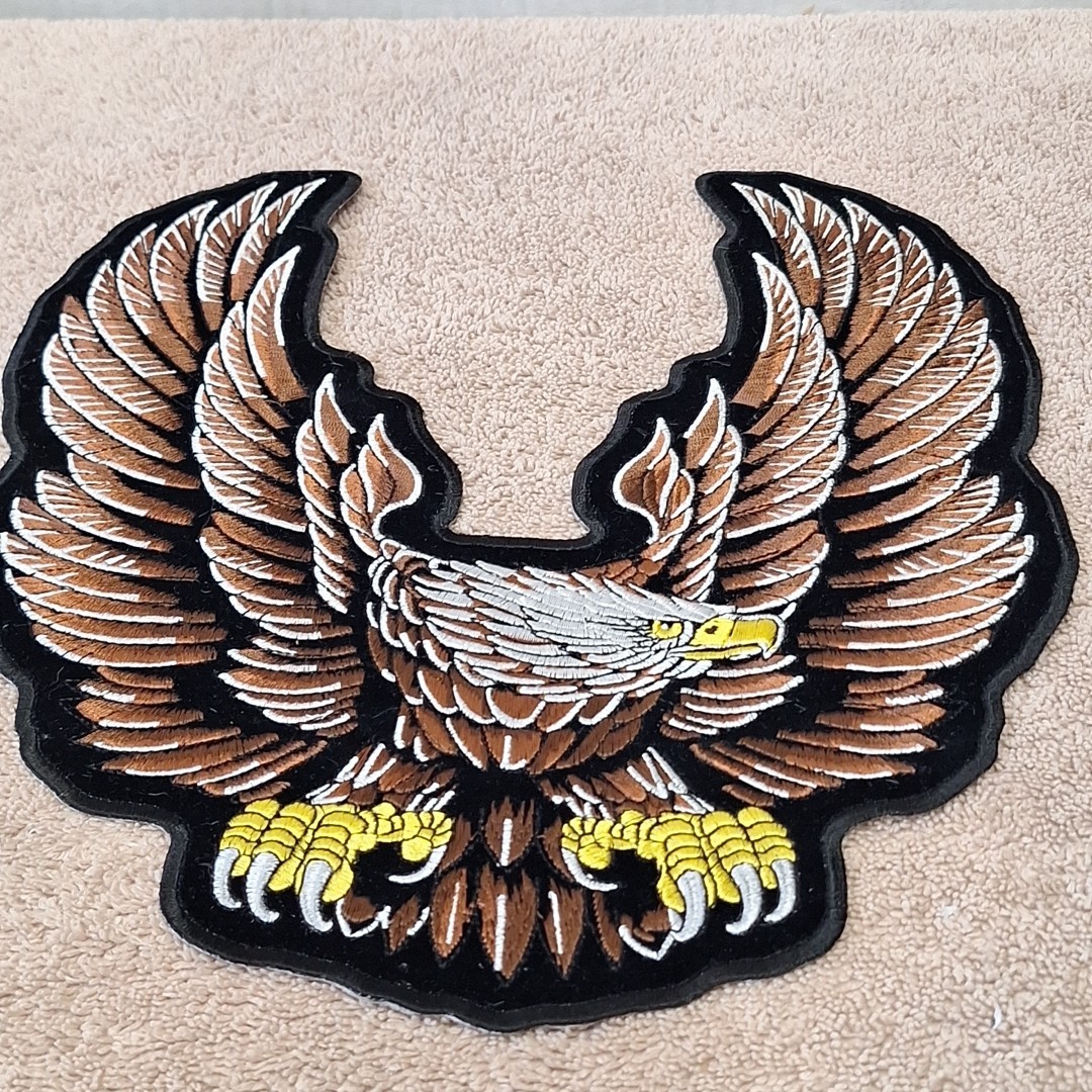 Eagle Biker Patch Large Embroidered Iron On 11" x 9.5"