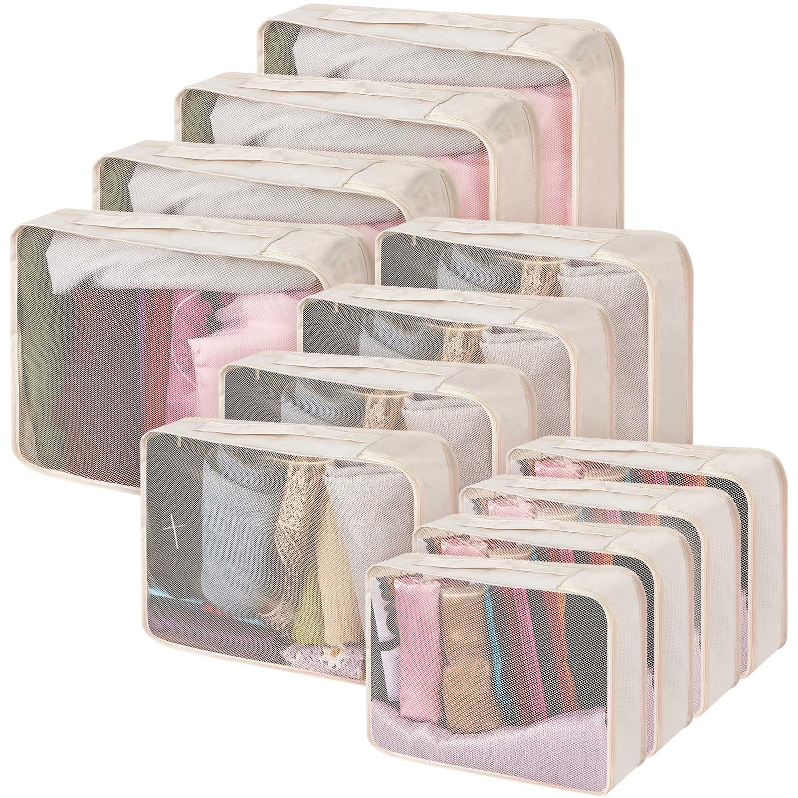 12 Pcs Packing Cubes for Suitcase Travel Luggage Bags Bulk Mesh Organizer Set...