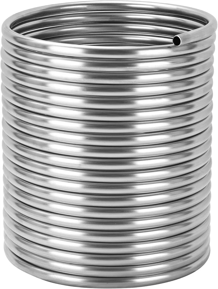 3/8" X 50Ft 304 Wort Chiller, Stainless Steel Tubing Coil for Ice Bath Beer Brew