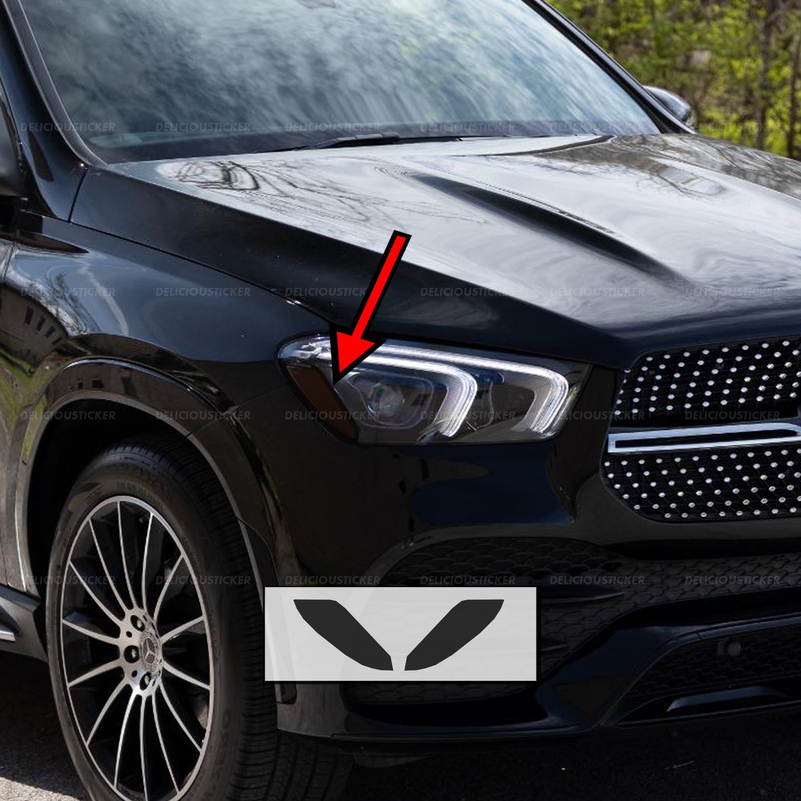 For 20-23 Mercedes Benz GLE Side Marker Headlight Decal Smoke Tint Overlay Vinyl