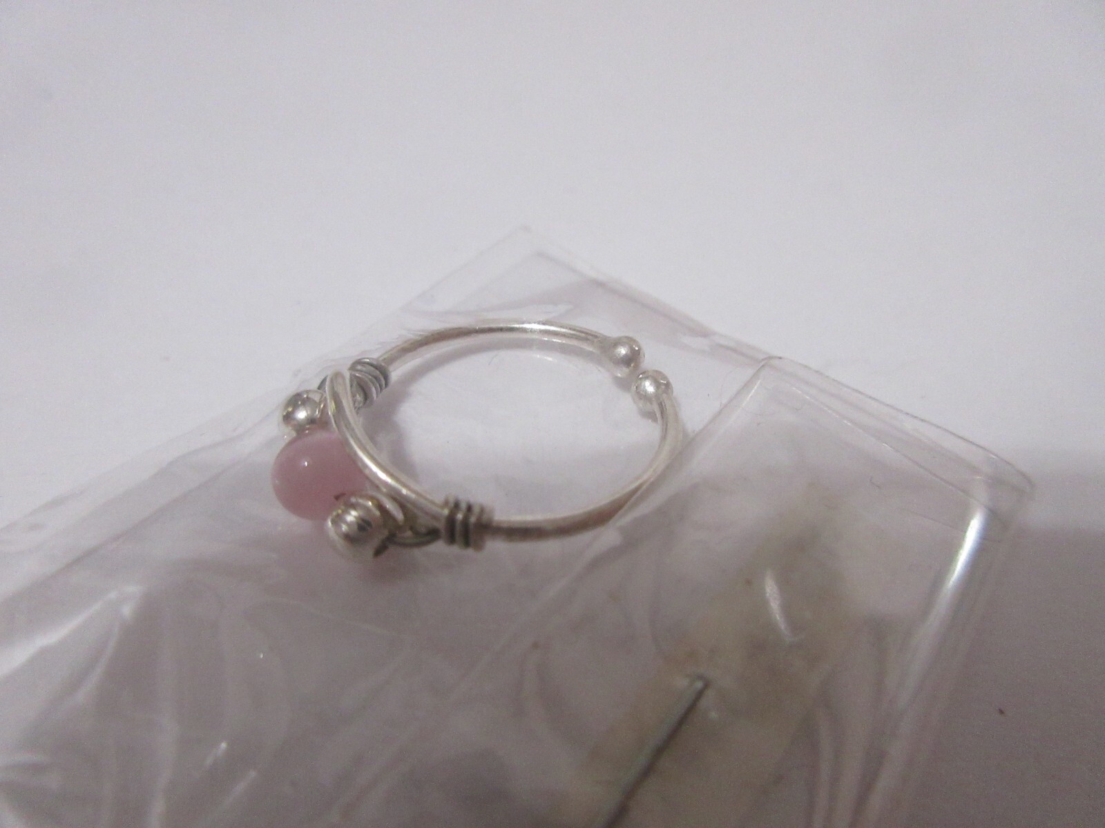 NEW 925 Sterling Silver Adjustable Round Pink Stone Toe Ring
