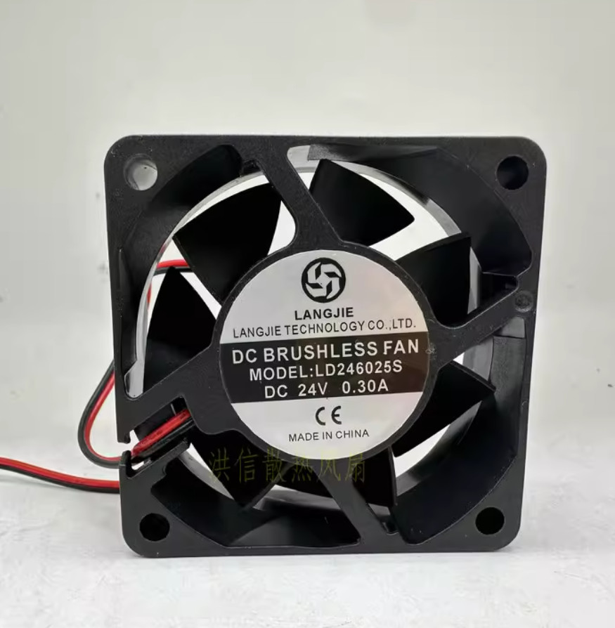 1PCS LANGJIE LD246025S 6025 DC24V 0.30A 6CM 2-wire cooling fan  1zha
