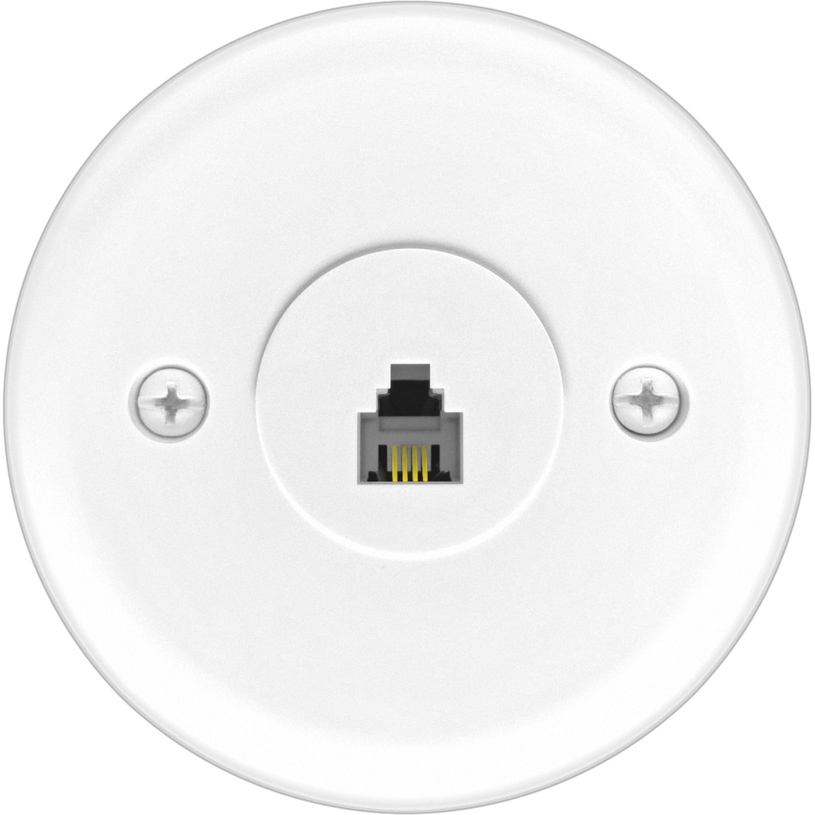 NECABLES Phone Jack Cover Plate Round Telephone Wall 4 Screw White