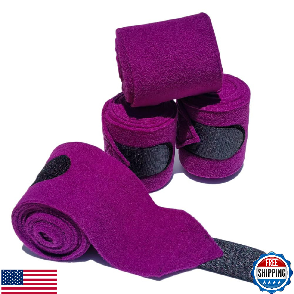 KURSHOW Horse Polo Leg Wraps Soft Fleece Wraps Equestrian Leg Bandage 4-Pack (Pu