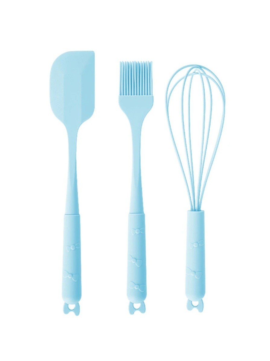 3pcs Kitchen Baking Silicone Set Heat Resistant Scraper-Egg Beater-Grease Brush