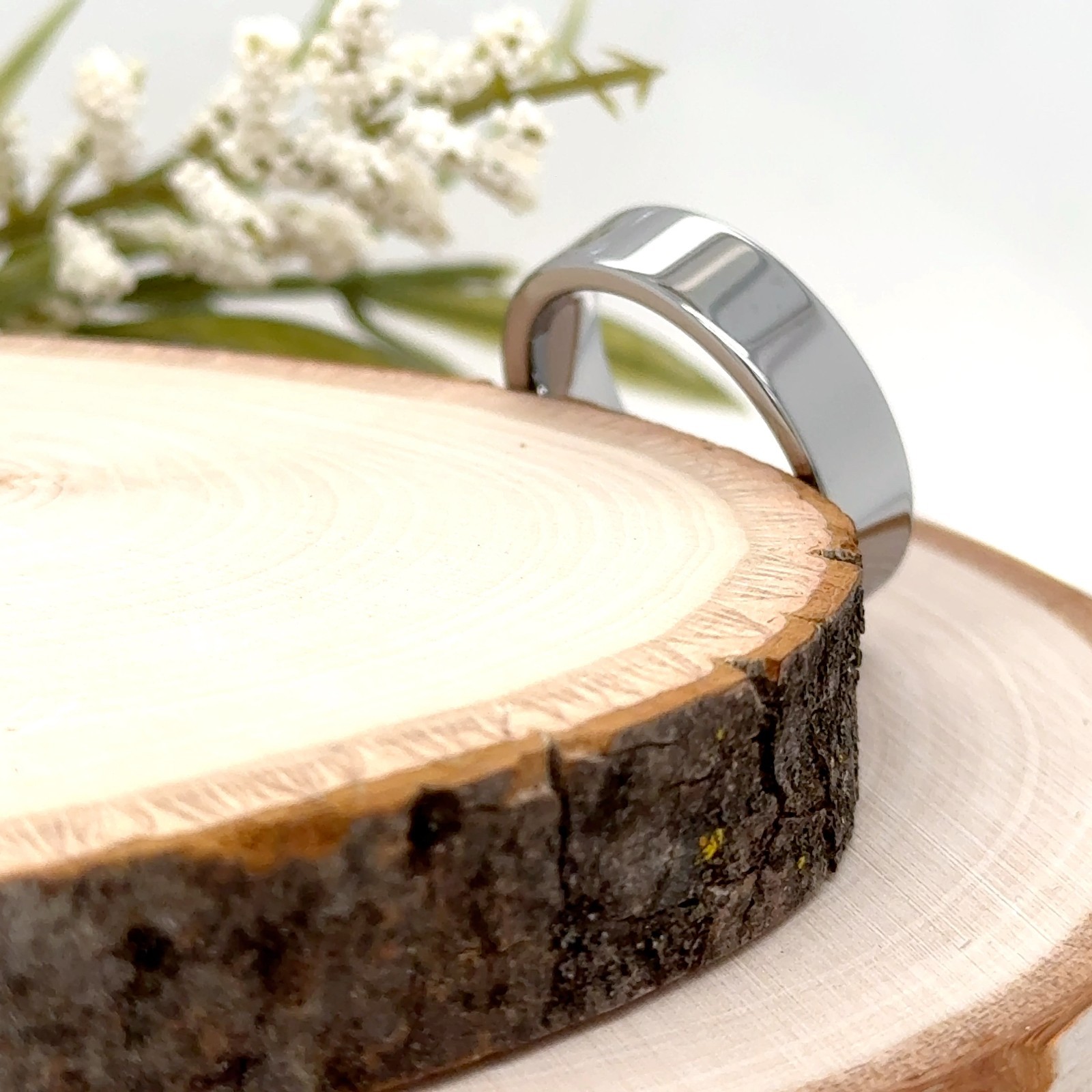 Anniversary Band Polished Beveled Edge Christmas Gifts Ring 6mm Silver Tungsten