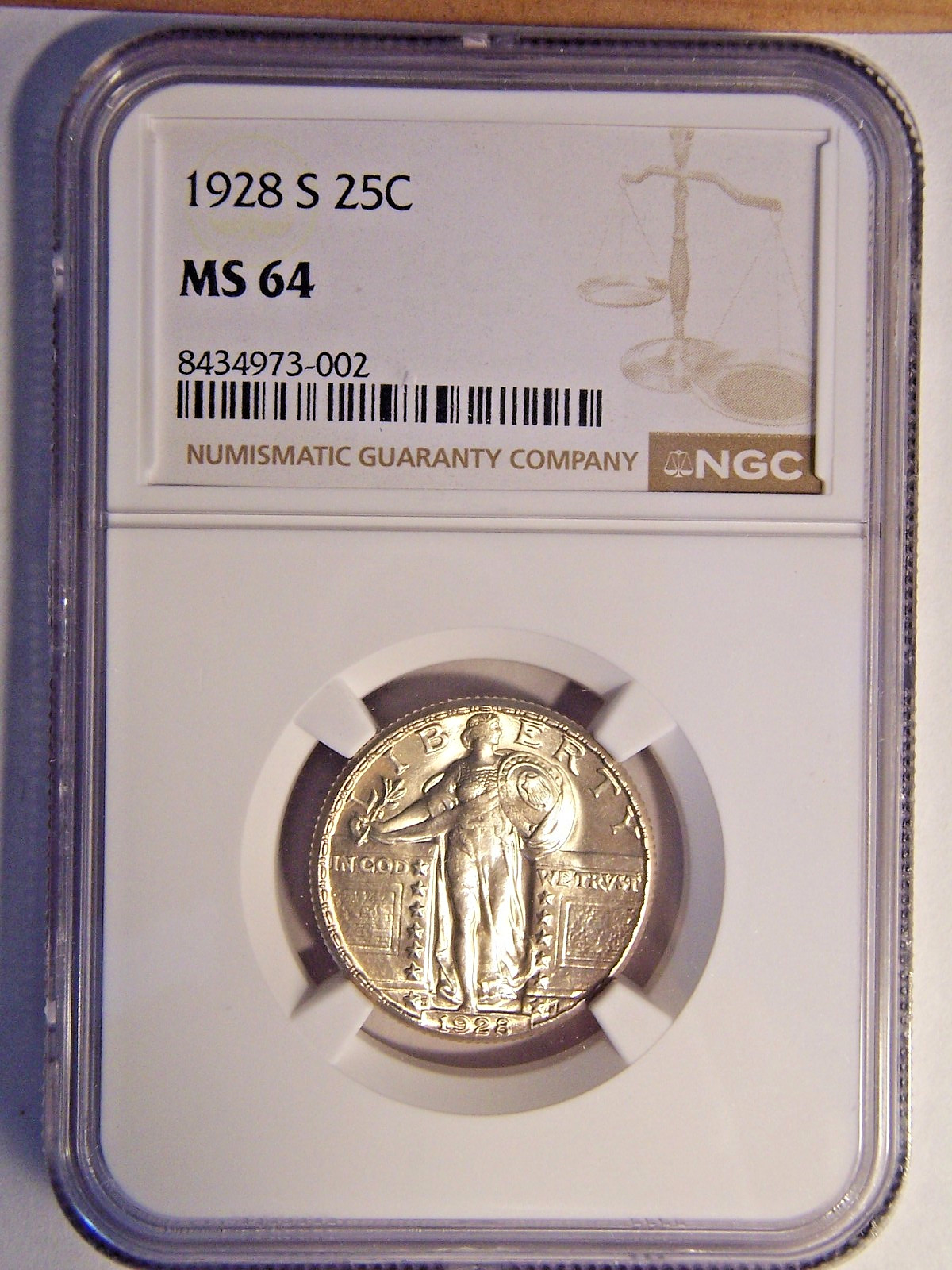 1928 S Standing Liberty Quarter MS 64 NGC
