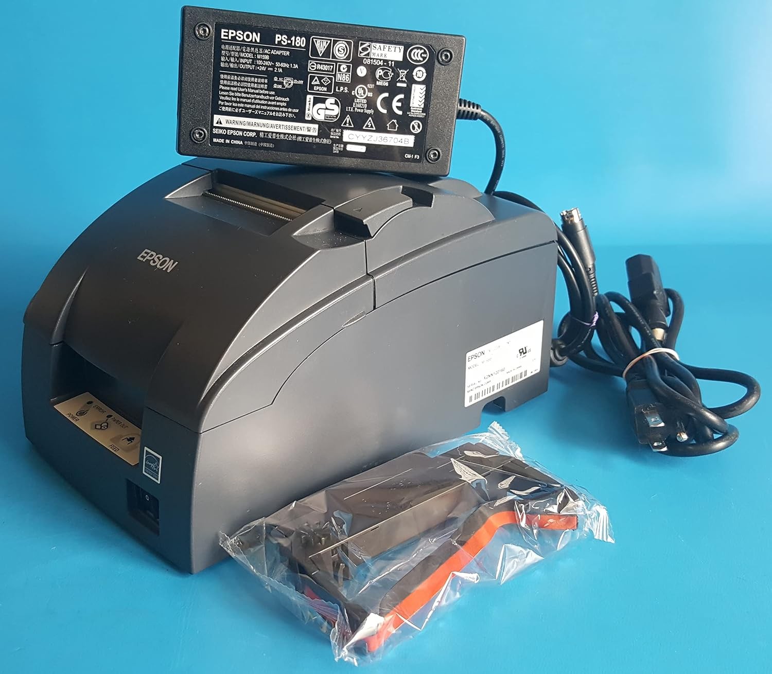 TM-U220B Dot Matrix Receipt Printer Ethernet Auto Cutter Dark Gray