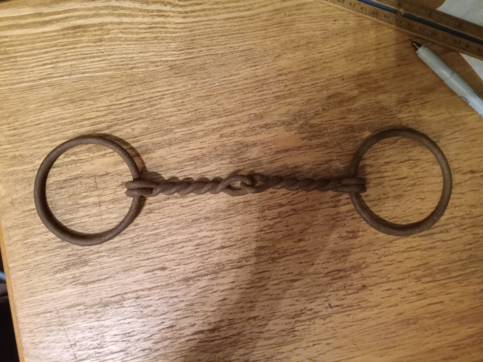 Used loose ring iron snaffle bit twisted  wire mouth  6 in