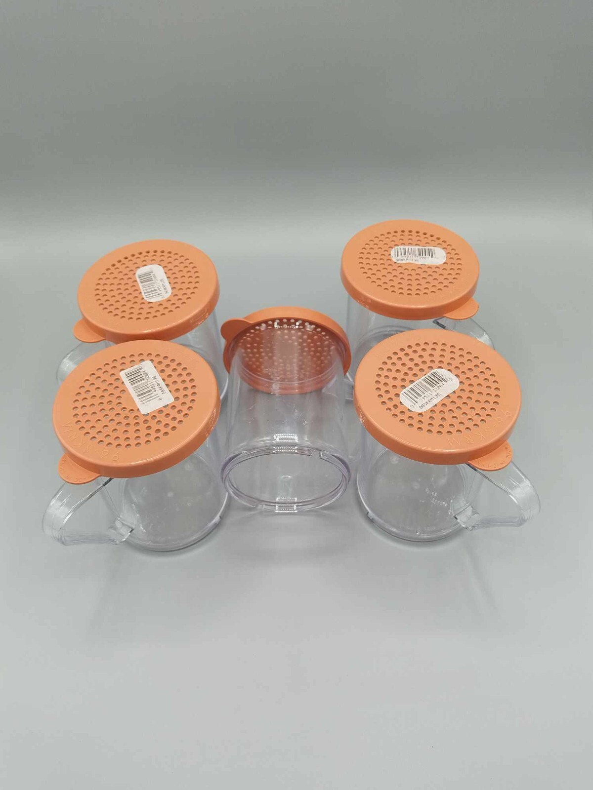 Clear 10 Oz Shaker with Red Medium Grain Product Lid (5 in pack)