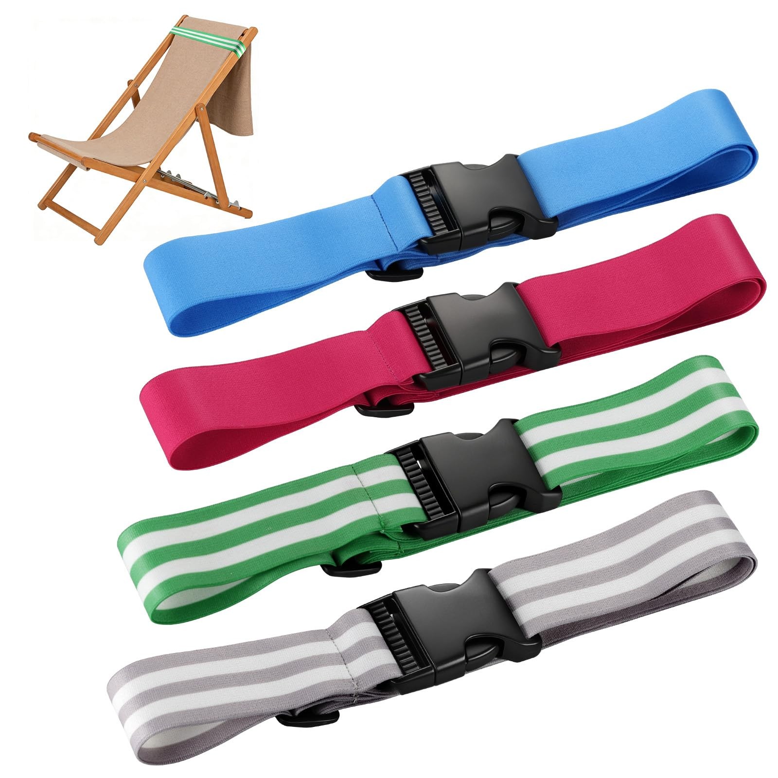 OUTXE Towel Bands, Adjustable 4-Pack, Mixed (Blue+Hot Pink+Greige+Green)