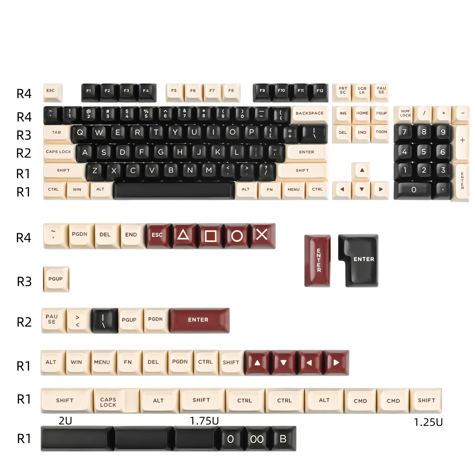 Rome Retro PBT Keycaps 150 Keys ASA Profile Double Shot ISO ANSI MX Set