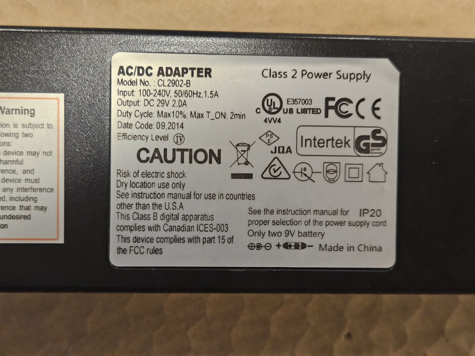 CL2902-B Recliner Lift Chair Power Adapter Supply 29V 2A
