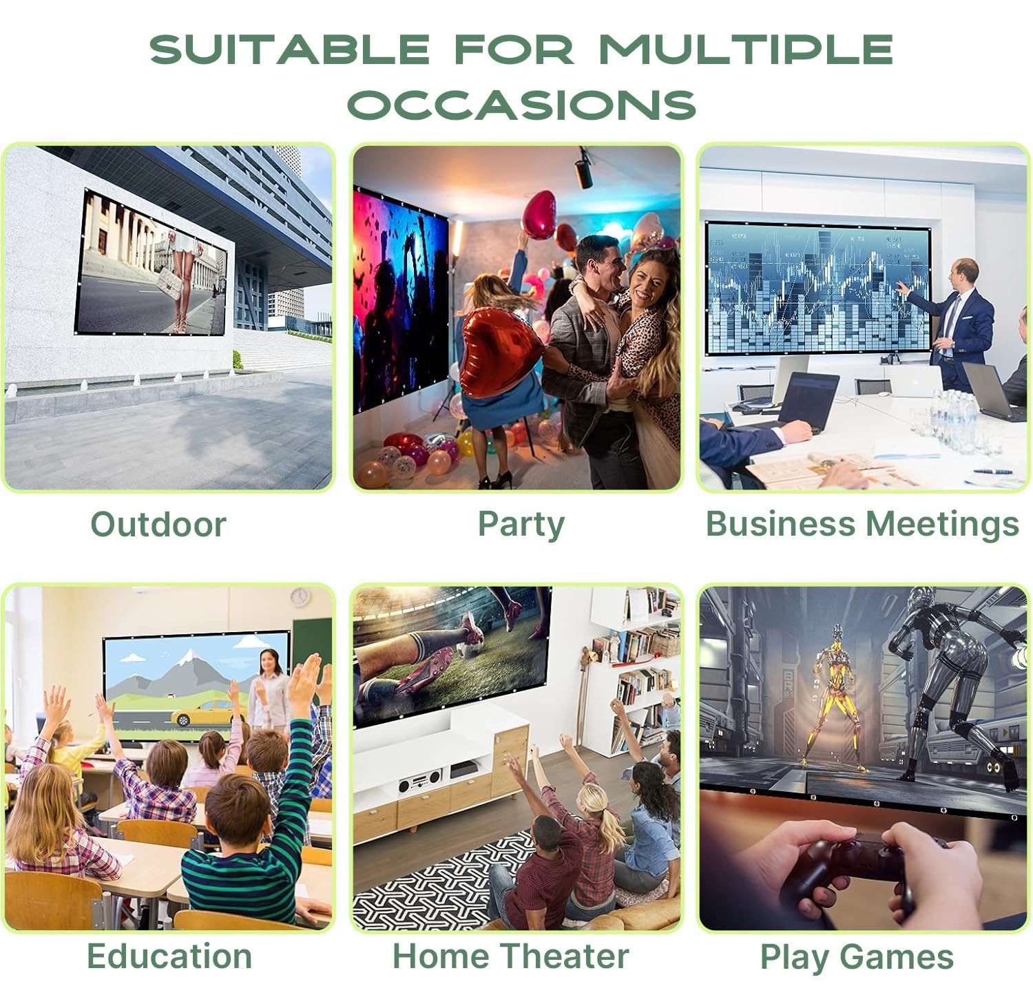 Outdoor Projector Screen 100 inch, Washable Projector Screen 16:9 Foldable An...