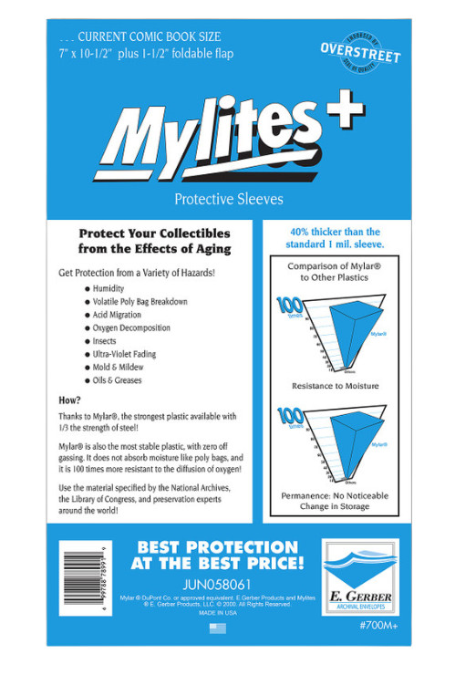 200 Sleeves E Gerber Mylites+ Mylar 1.42 mil Current Comic Archival Protectors