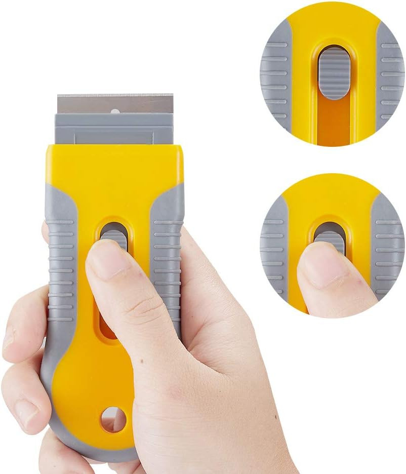 Retractable Razor Blade Scraper Tool with 15 Pcs Extra Blades, Cleaning Scraper
