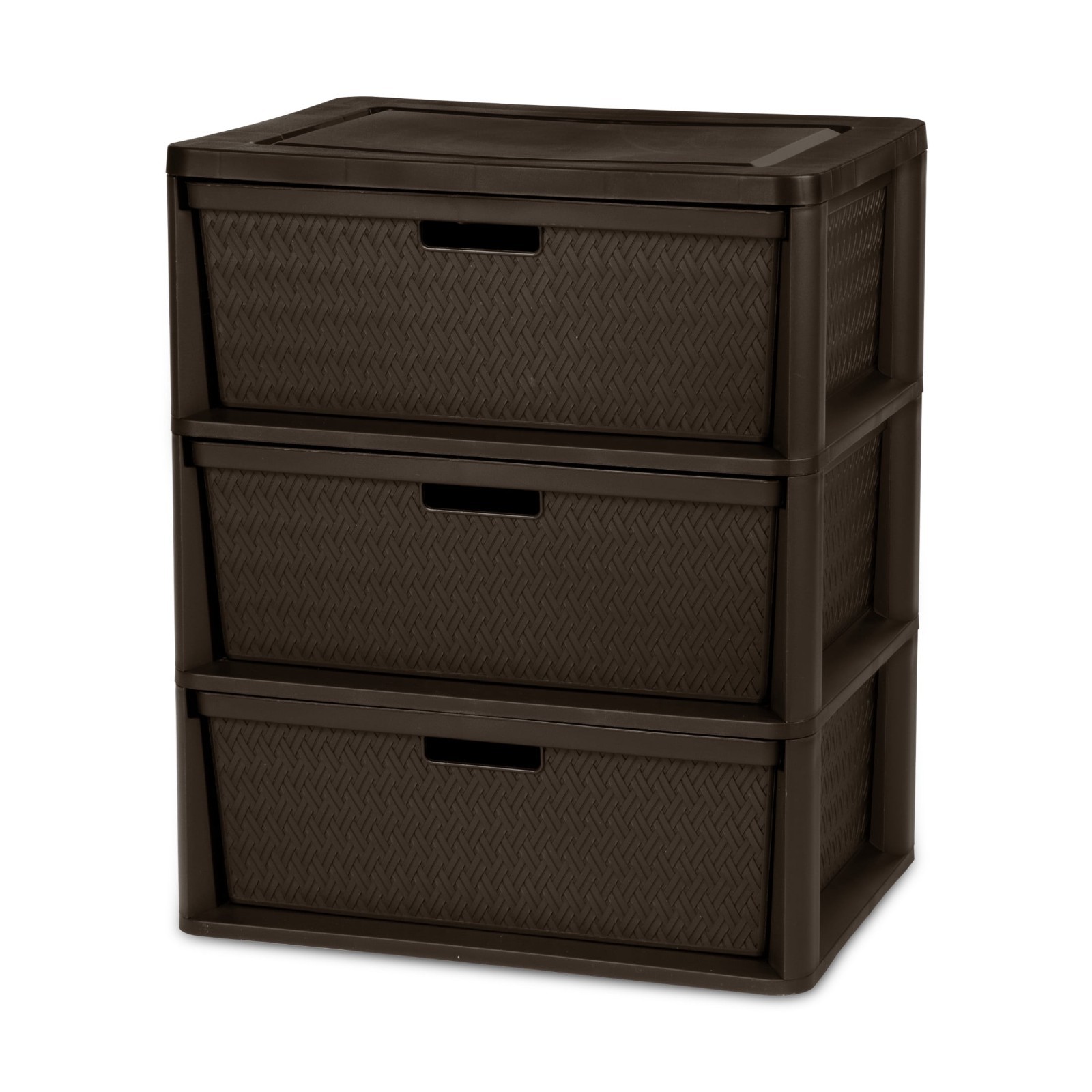 Sterilite Wide 3 Drawer Storage Tower Brown