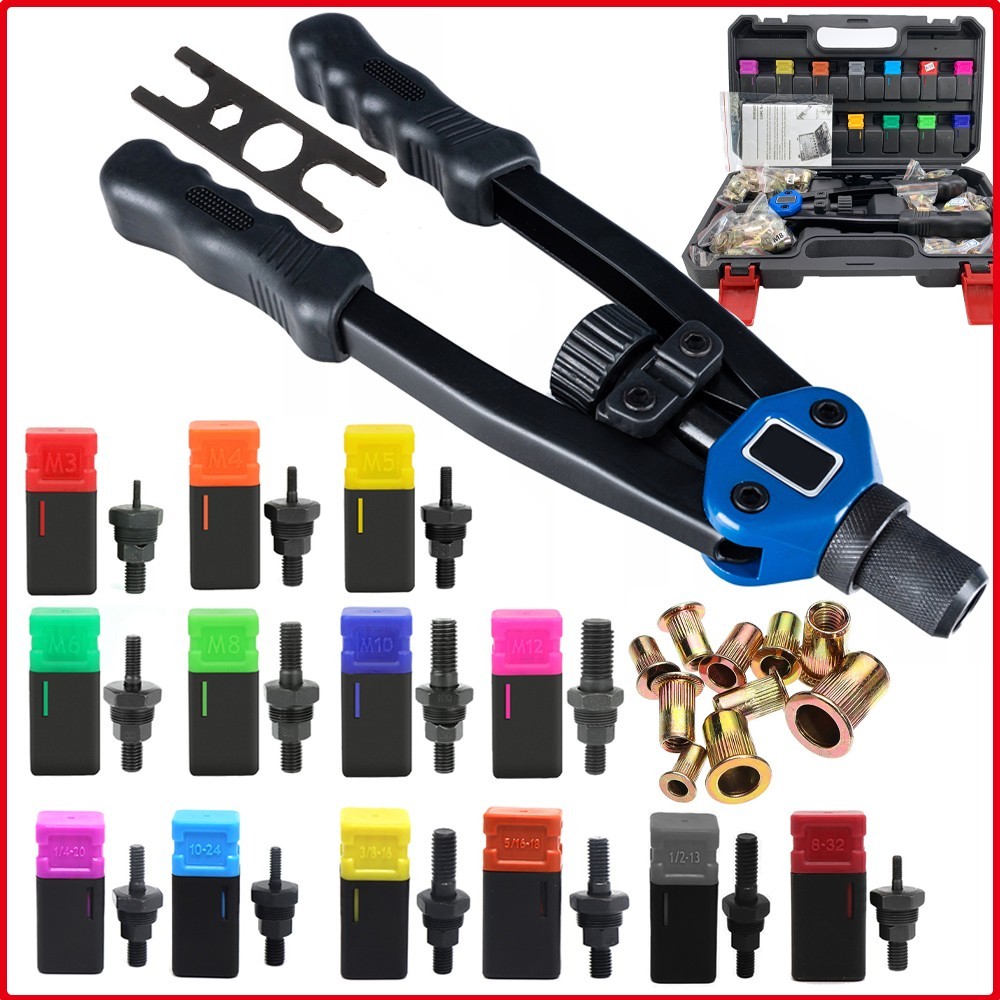 Rivet Gun Kit Rivnut Thread Setting Tool Nut Setter NutSert Metric SAE Riveting
