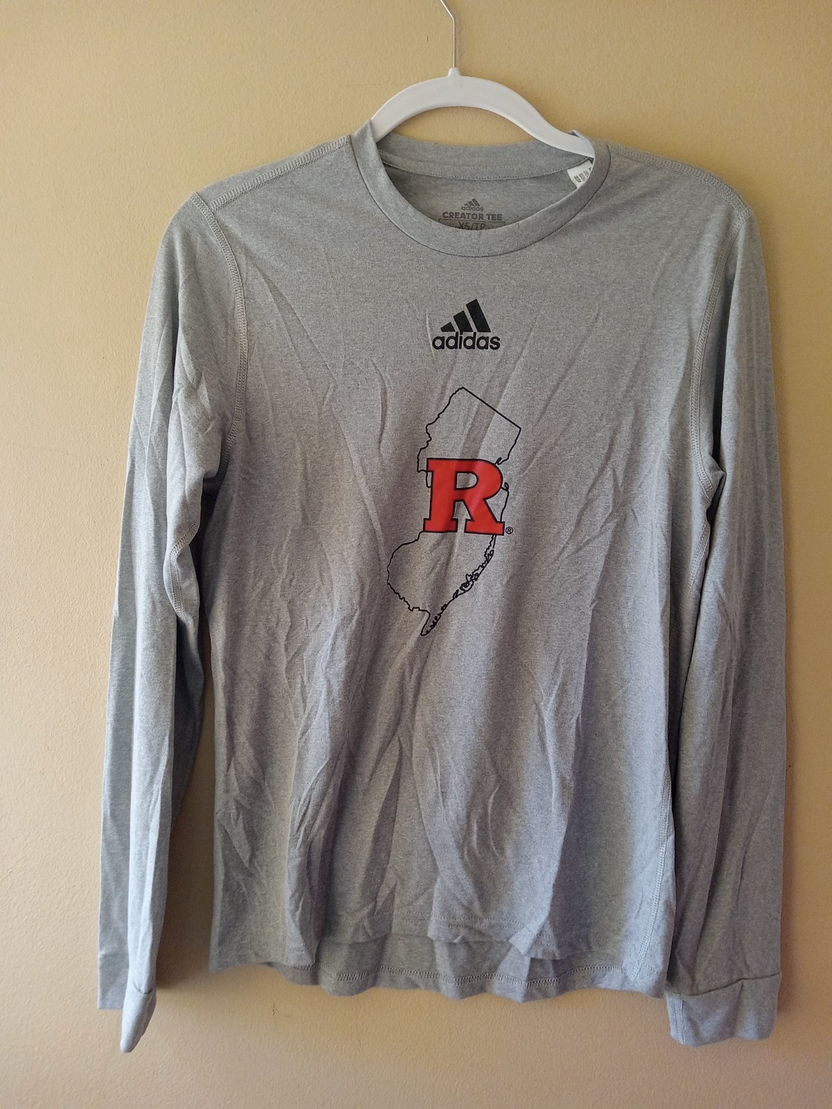 Rutgers Scarlet Knights Adidas Gray Long Sleeve Shirt Size Medium