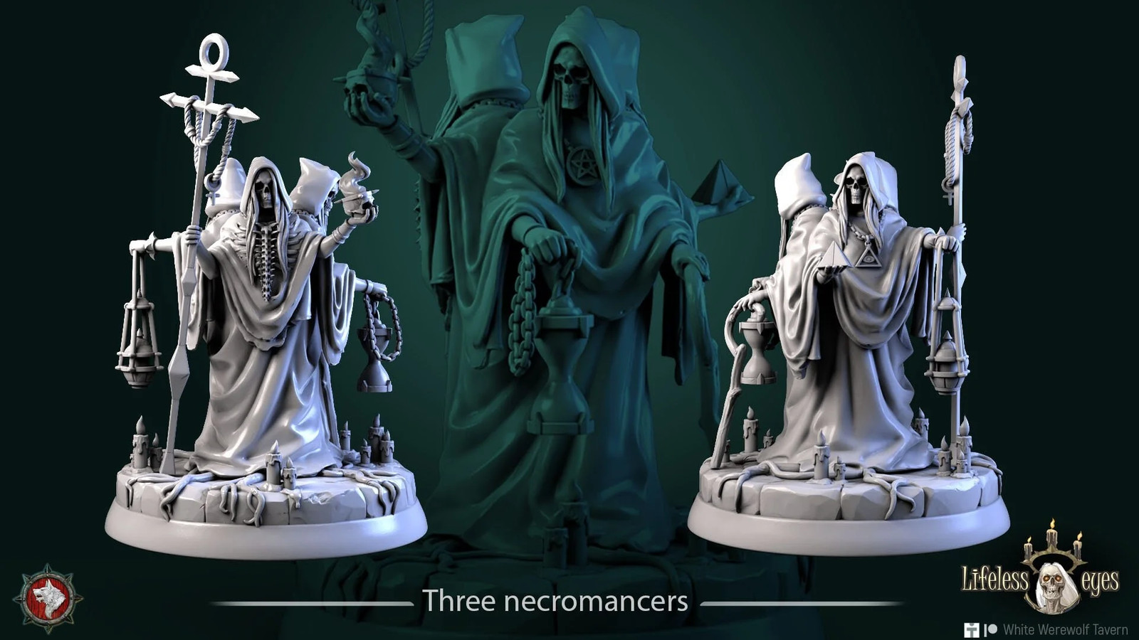 Three Necromancers - Resin Tabletop Miniature