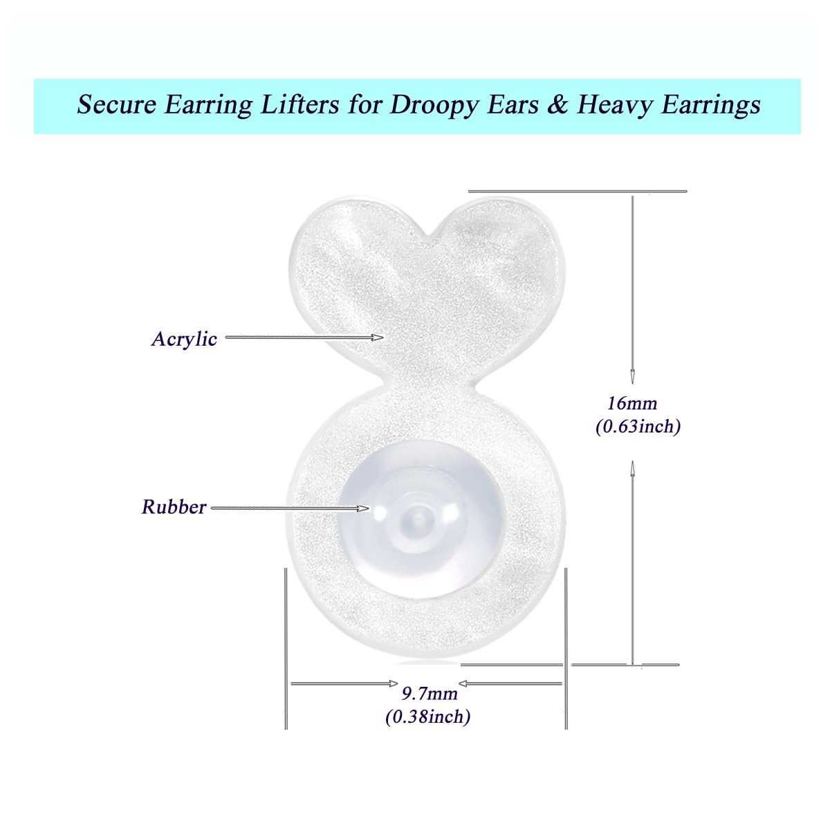 Secure Rubber Earring Backs for Droopy Ears, Earring Lifters Heavy Earring Su...