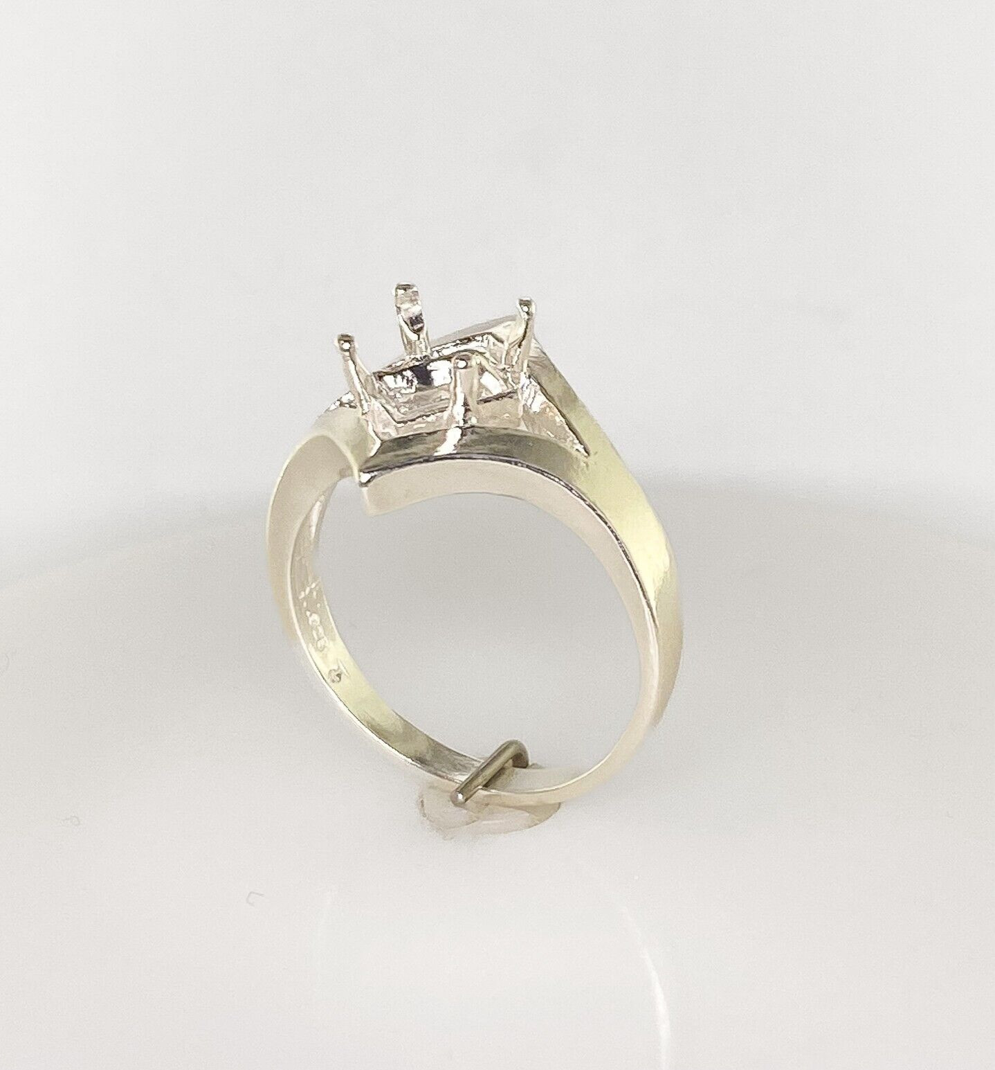 7 x 7 mm Princess Square Side Set Fancy Sterling Silver Ring Setting