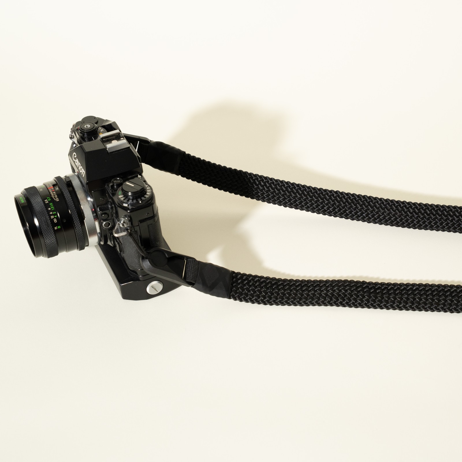 Black Flat Braid Paracord Camera Neck Strap Handmade 44" + Peak Design Anchors
