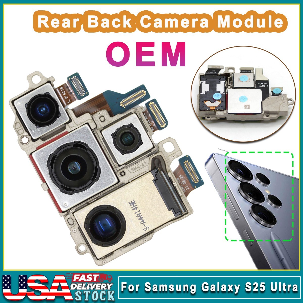OEM Back Main Camera Flex Module For Samsung Galaxy S25 Ultra 5G Ultrawide Lens