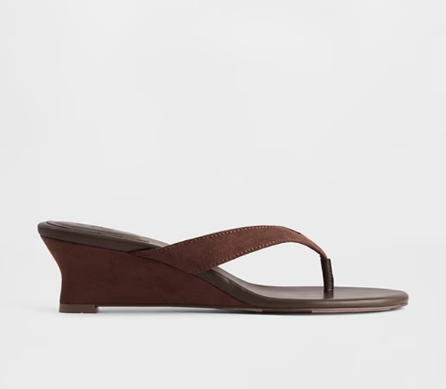 GAP Vegan Leather Wedge Thong Sandals, Chocolate Cake Brown