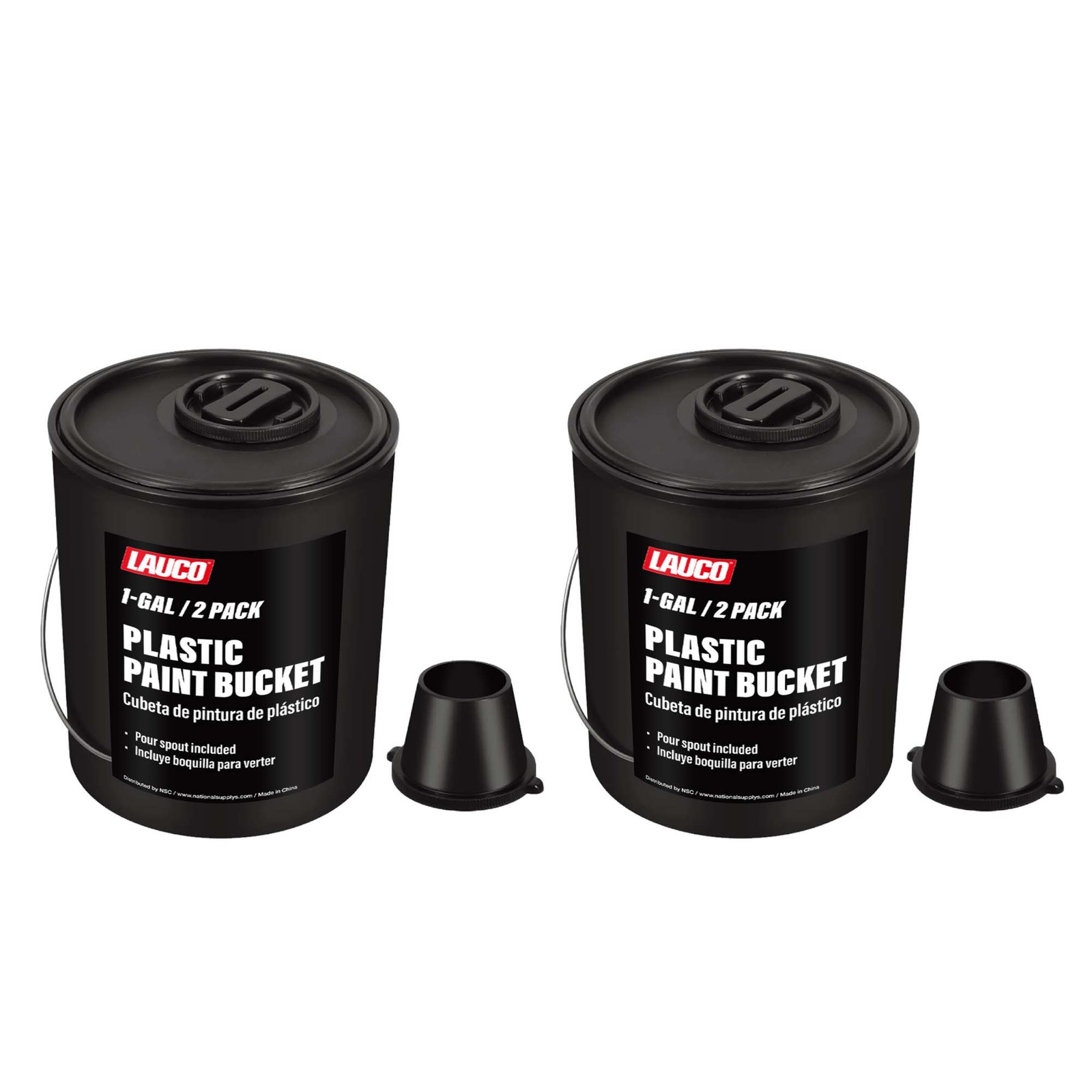 Plastic Paint Can Bucket 1 Gallon Pack of 2, w/Lid & Handle
