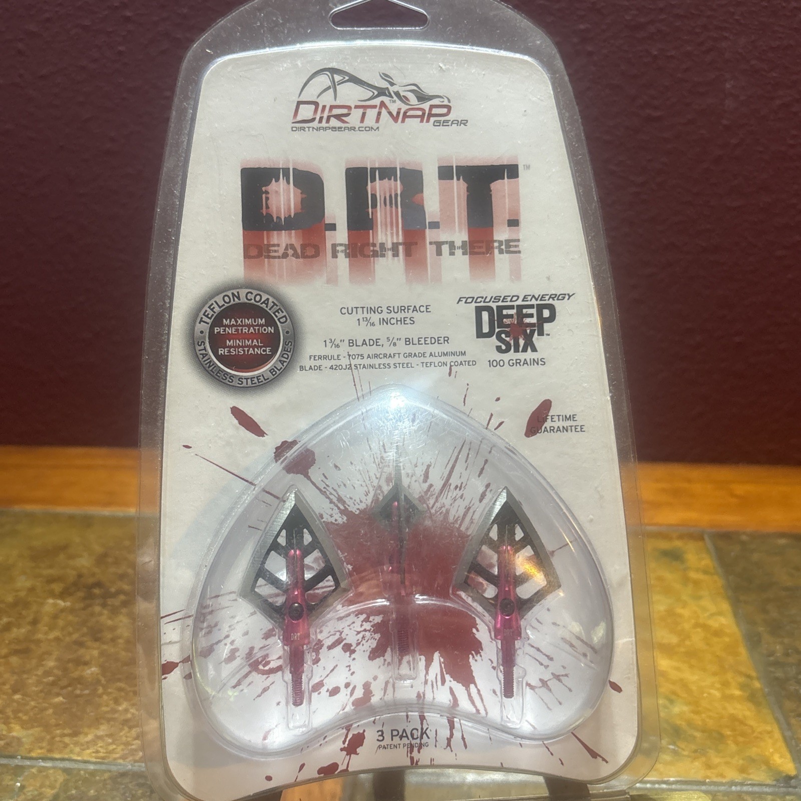 Dirt Nap Gear DRT Broadheads Double Bevel 100 gr. 3 pk. 1 13/16 Inch Cut New