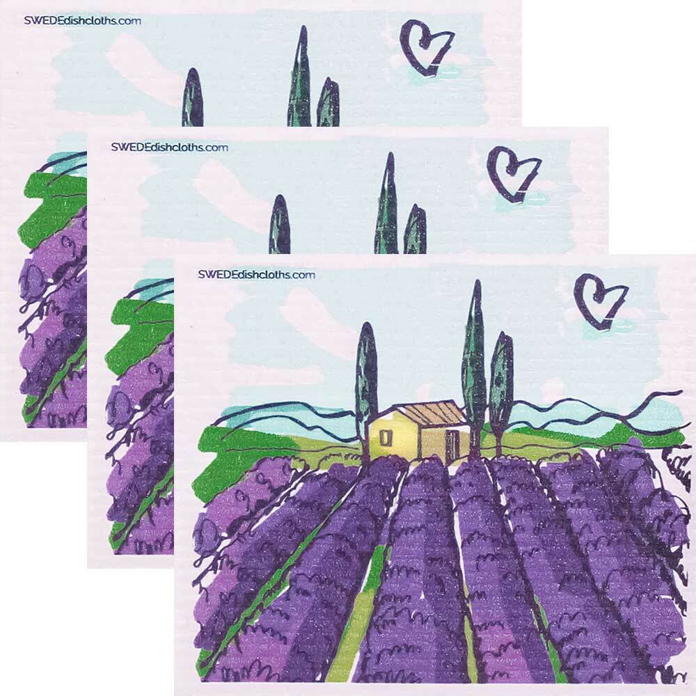 Tuscany Vineyard Set of 3 Swedish Dishcloths ECO Friendly Absorbent Cleaning Clo