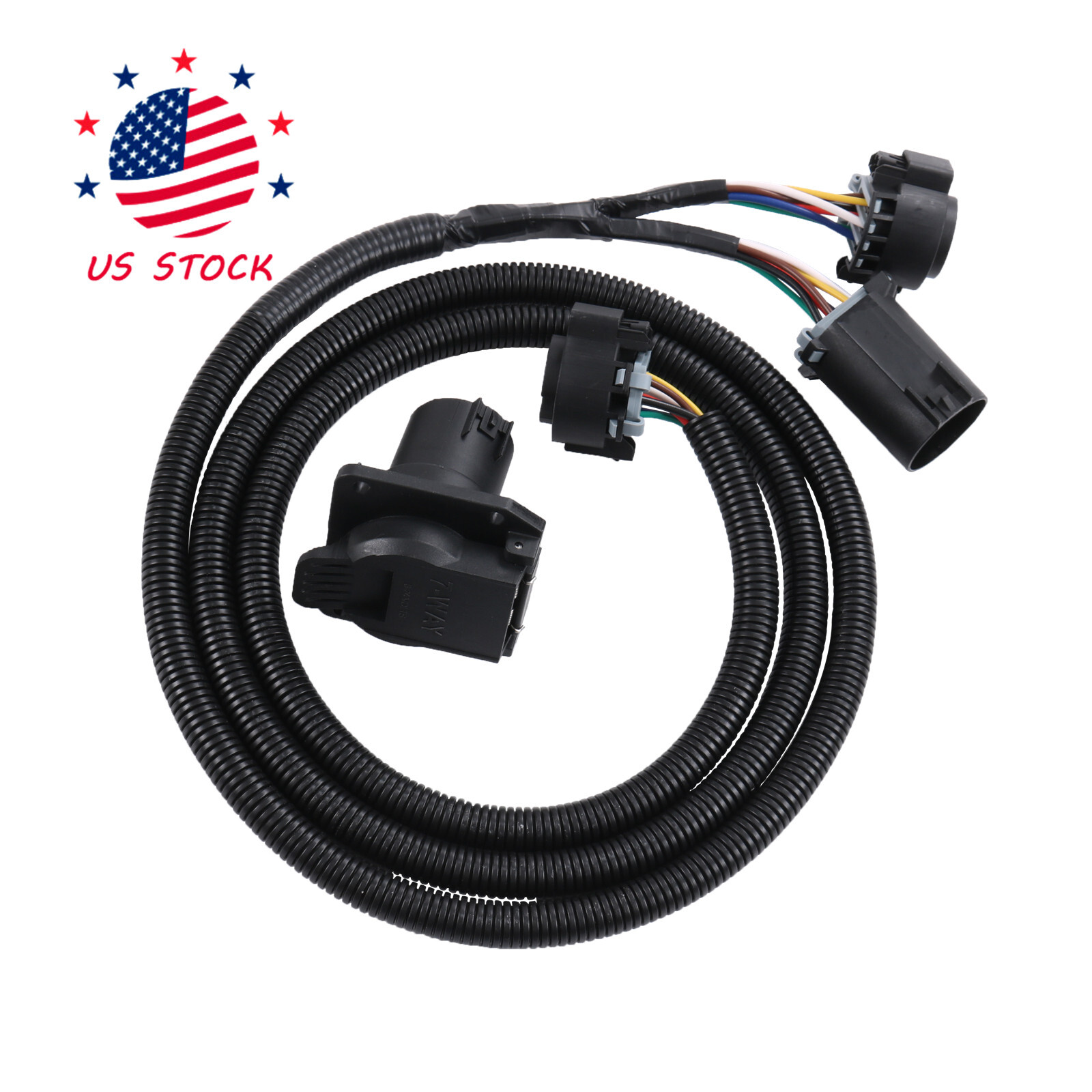 7 Pin Trailer Wiring Harness Extension Connectors Truck Bed 7 Way RV Wiring Plug