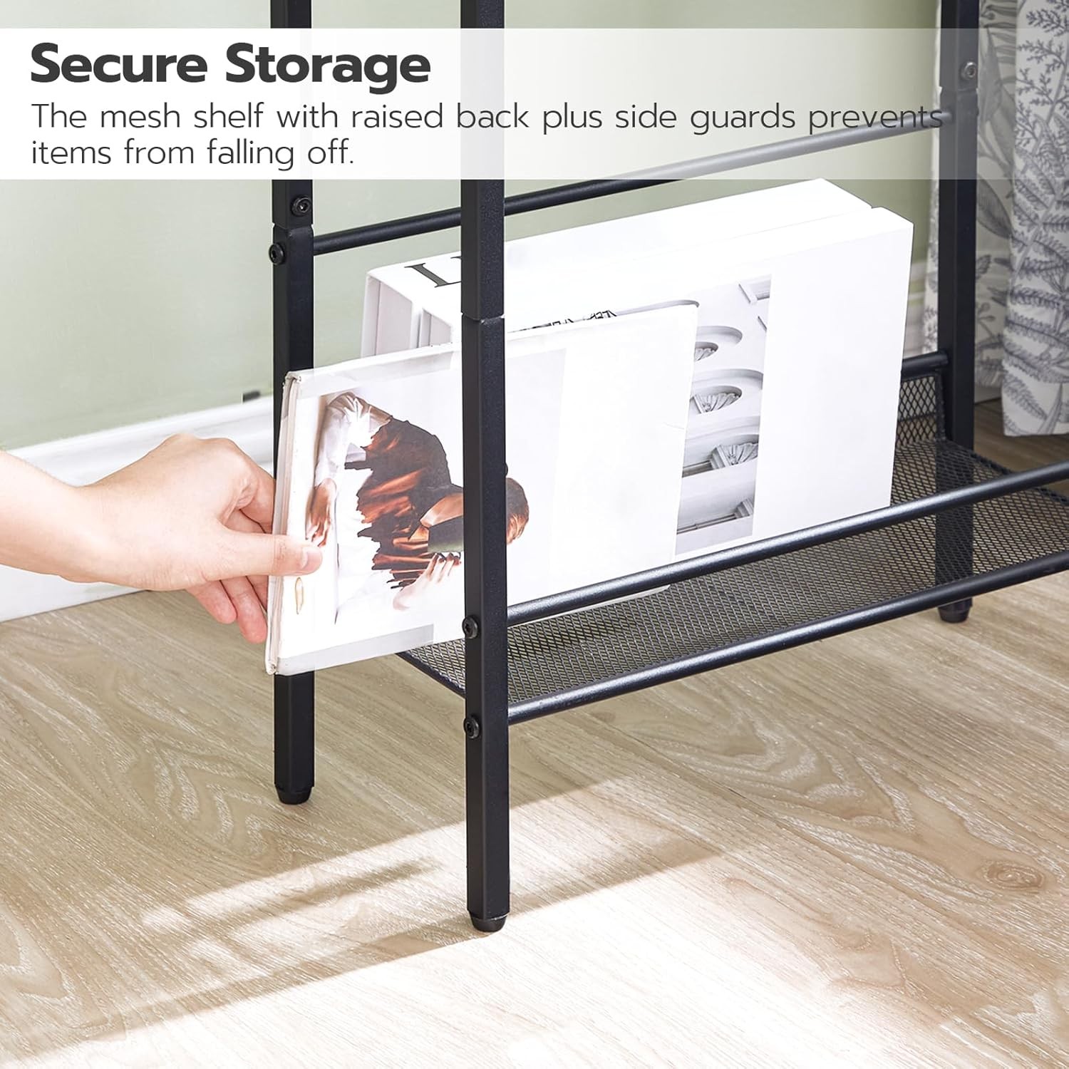 HOOBRO Small Narrow Side Table with Charging Station, Rustic Brown + Black